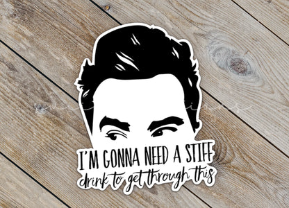 a sticker with a picture of a man's face