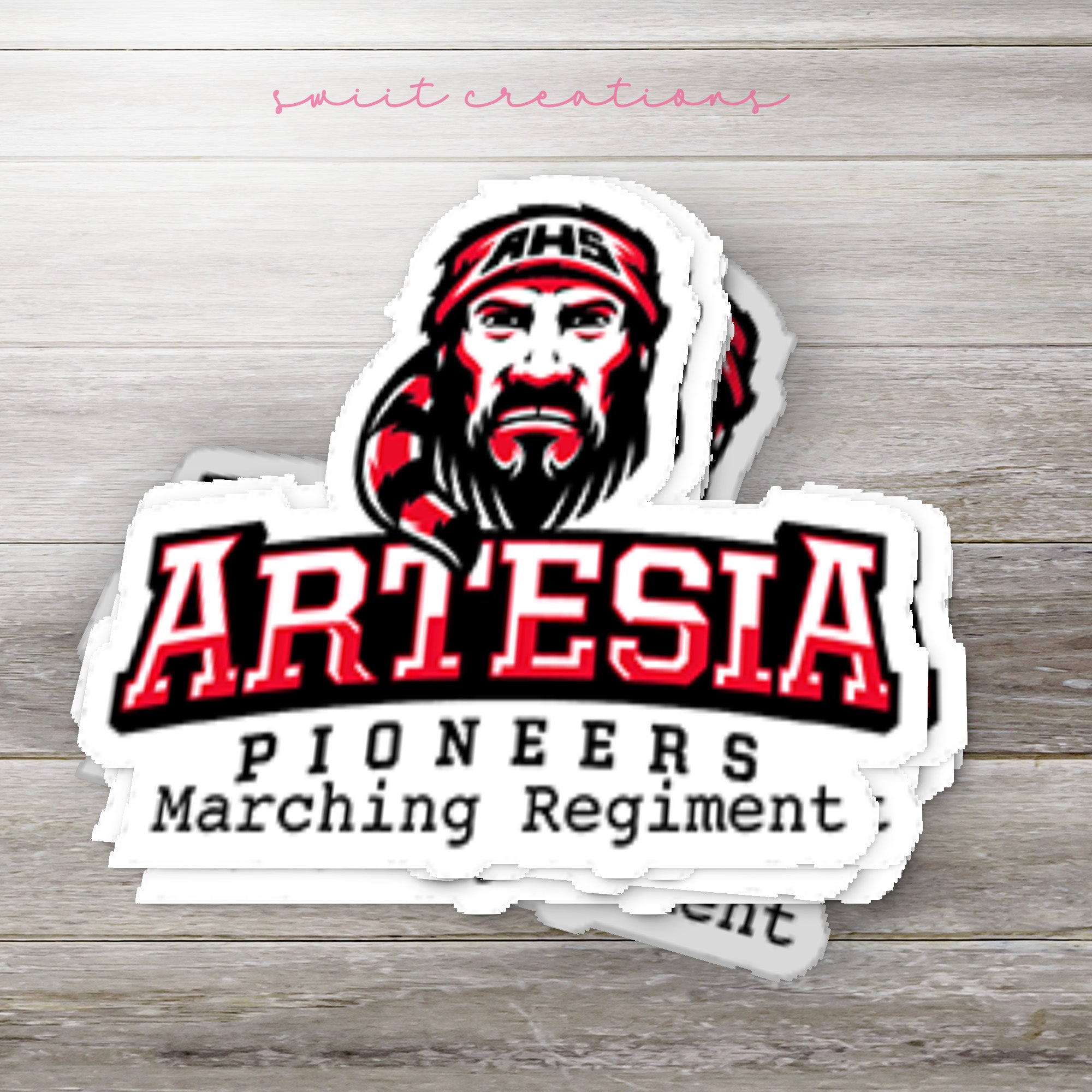 a sticker with a picture of a man with a beard