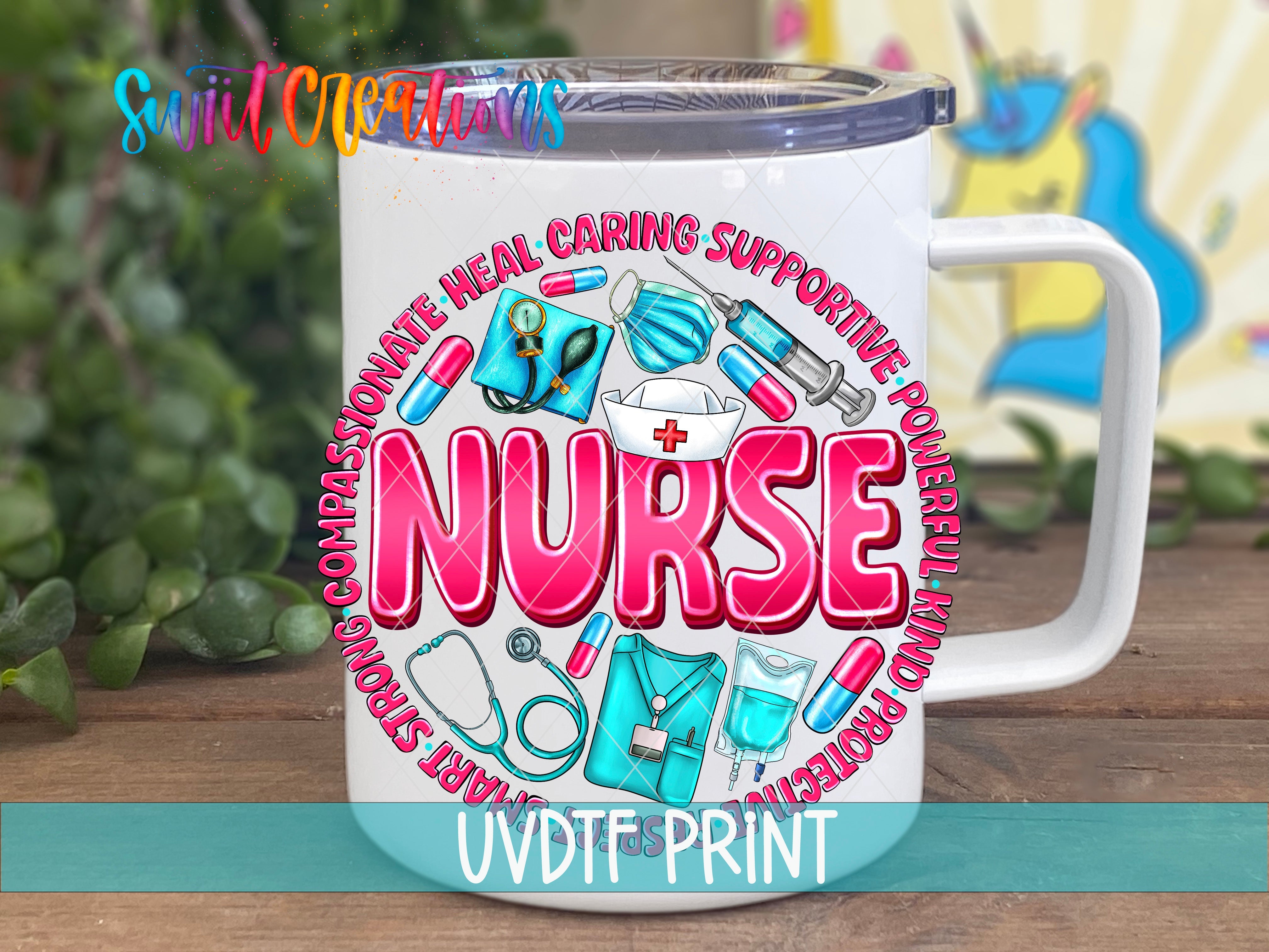a white coffee mug with the words nurse on it