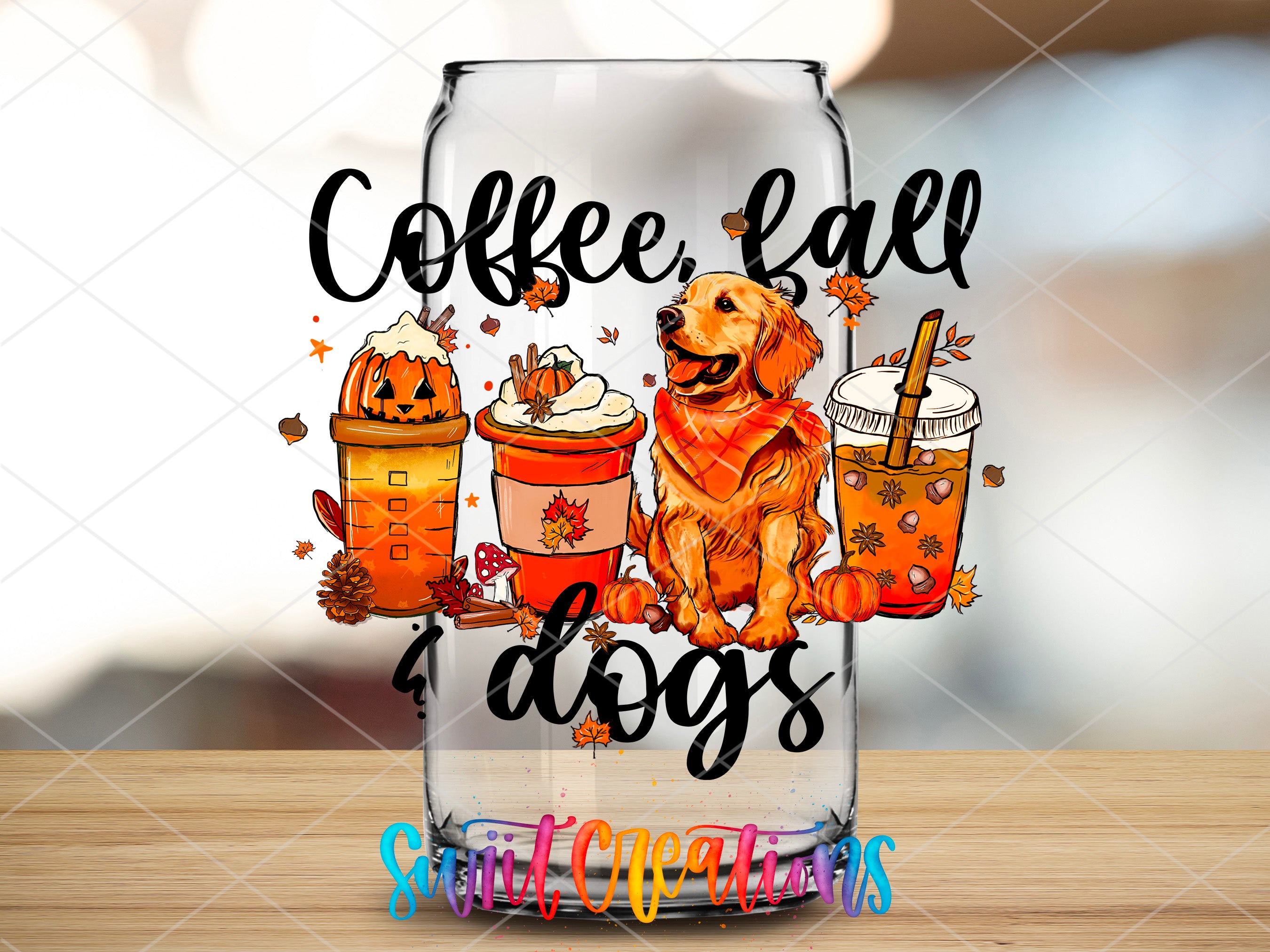 a glass with a picture of a dog on it