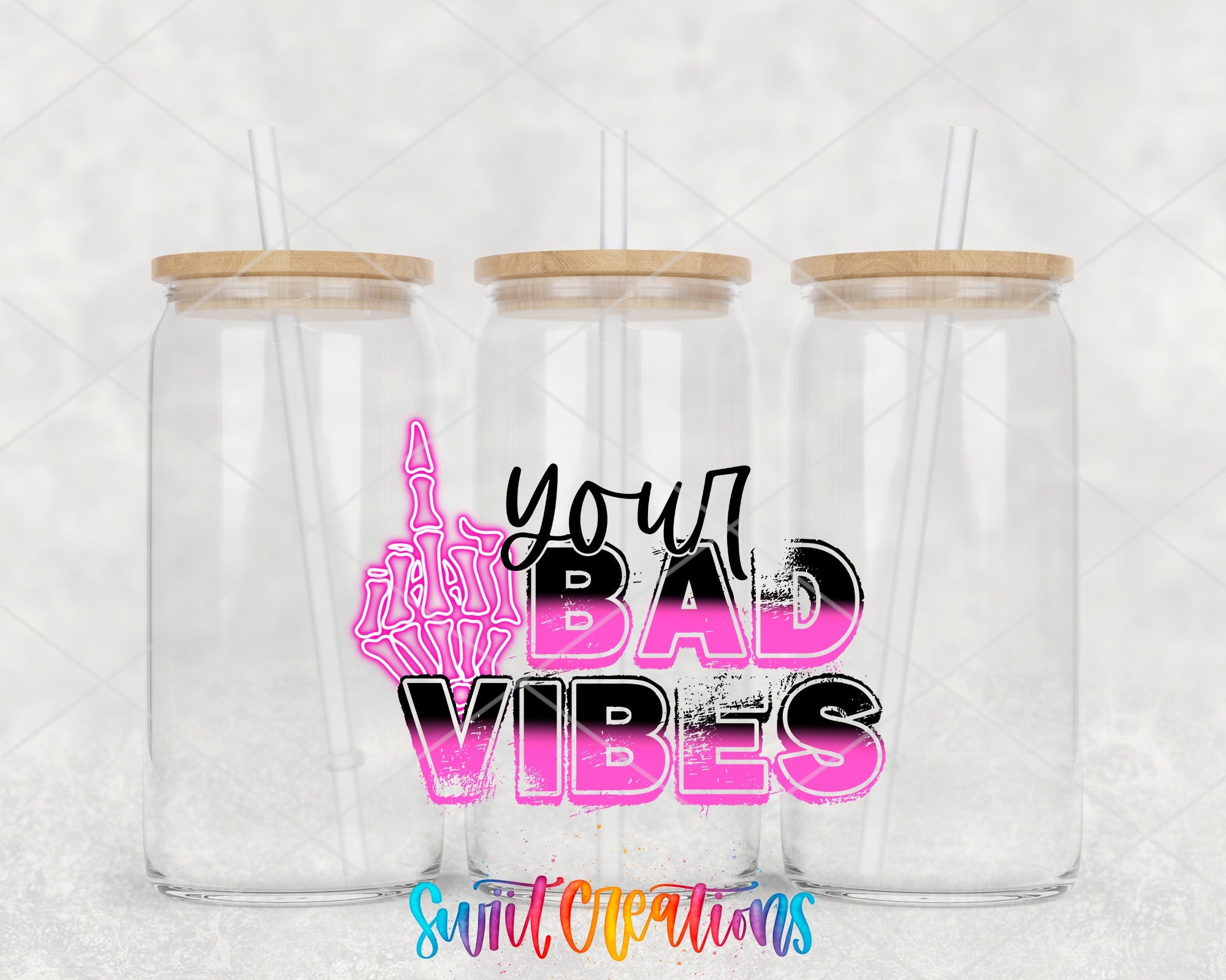 a couple of plastic cups with straws in them