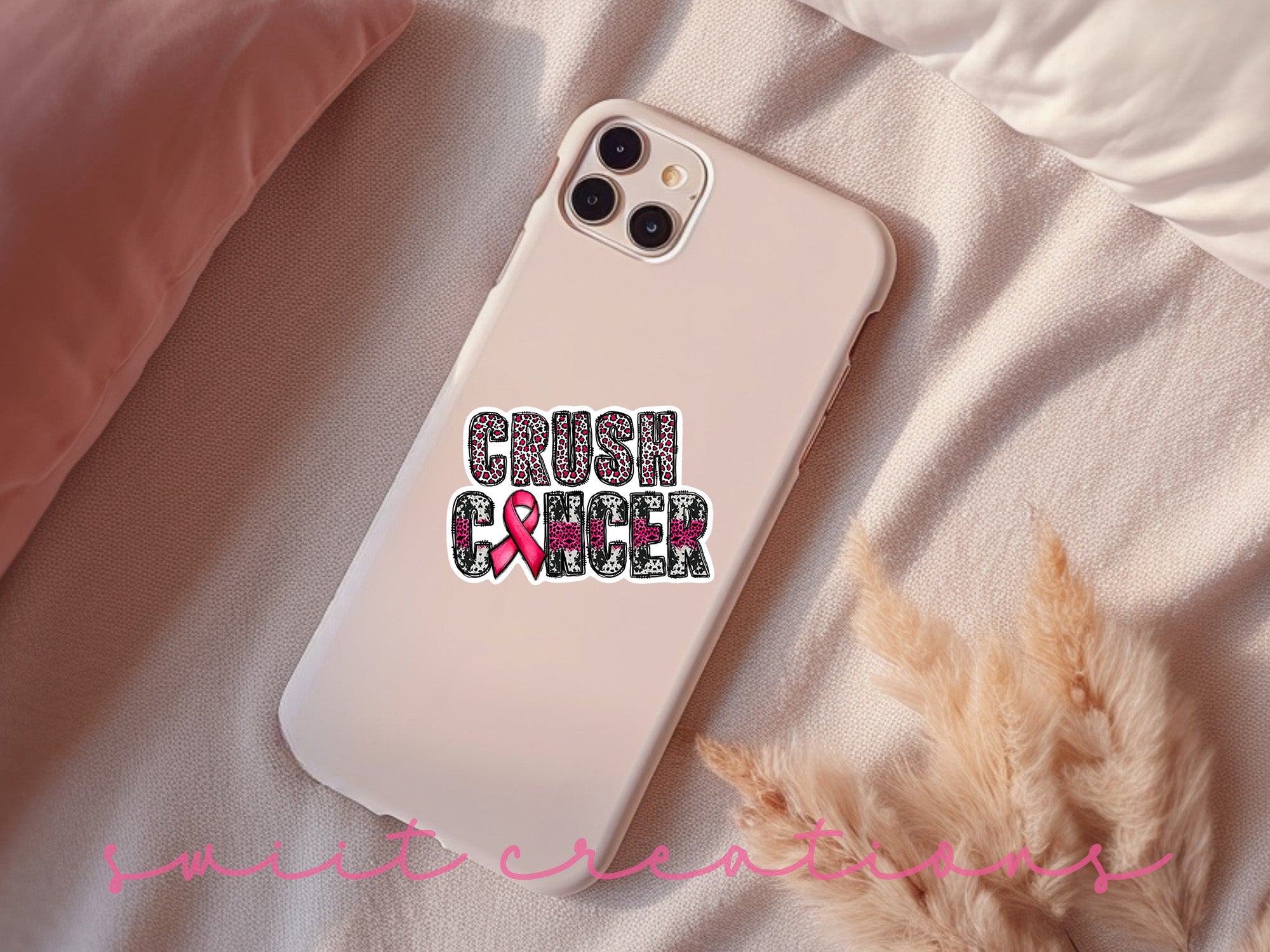a phone case with the words crush cancer on it