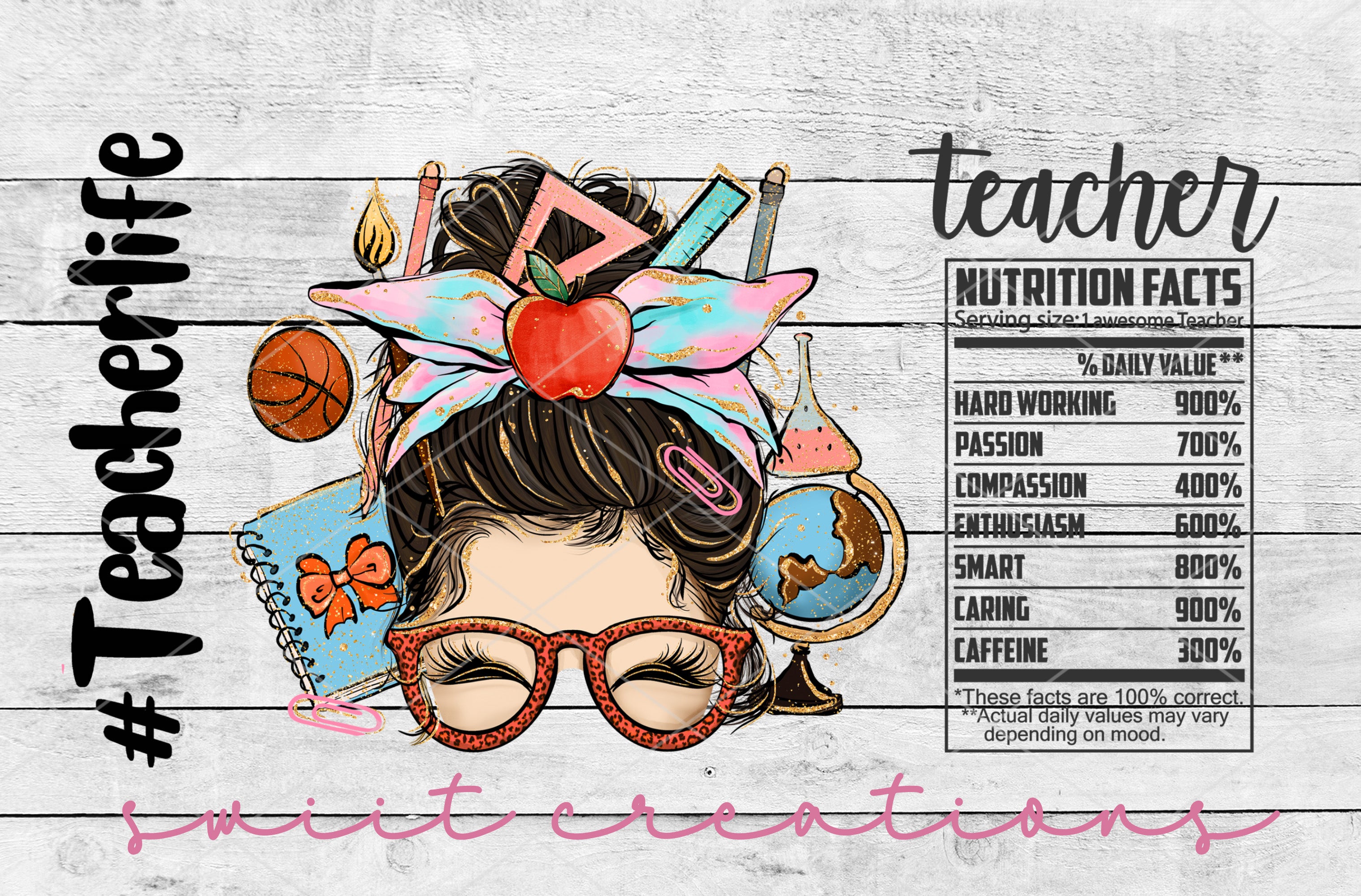 a poster of a girl with glasses and a bow on her head