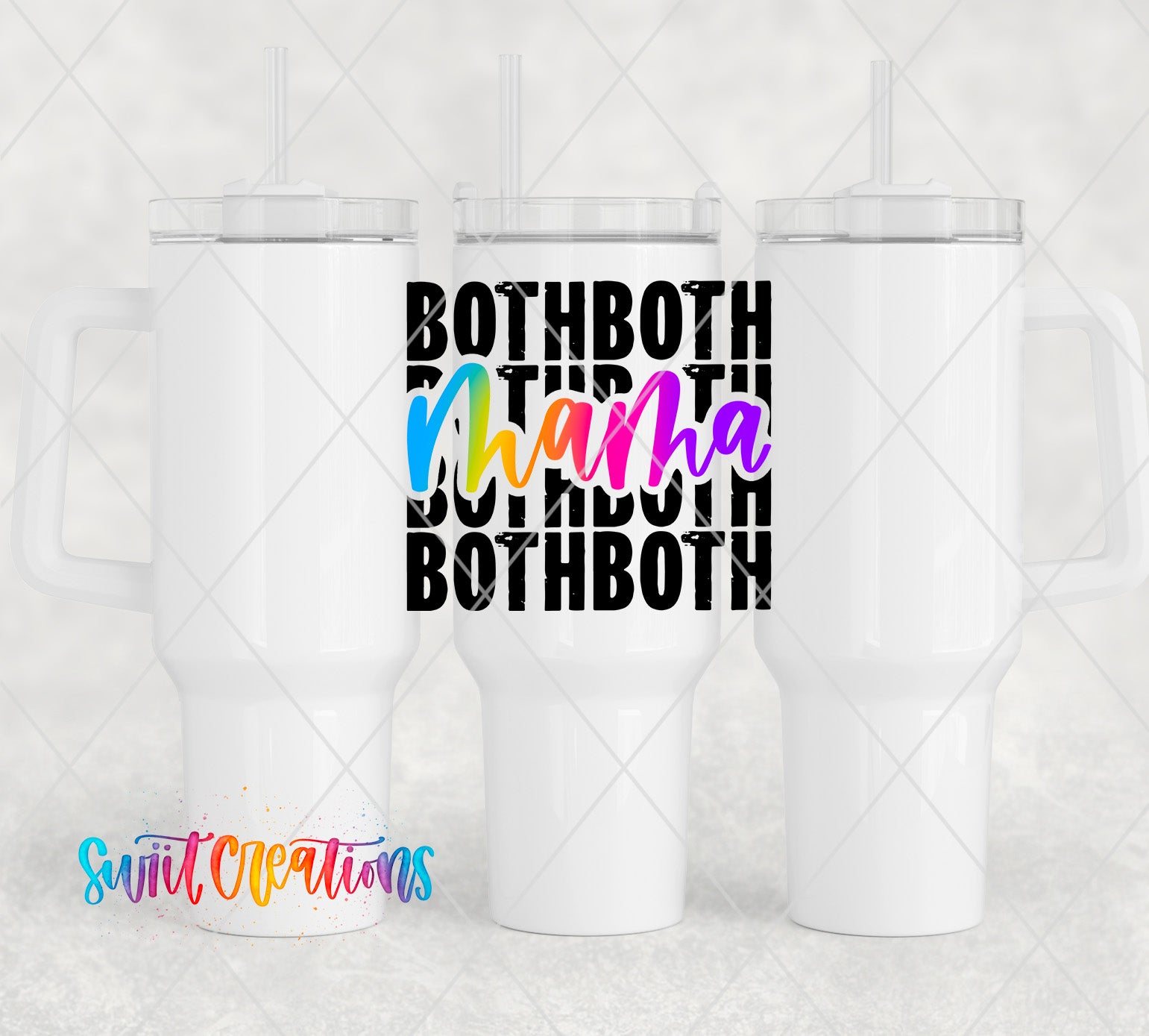 a couple of white coffee mugs sitting next to each other