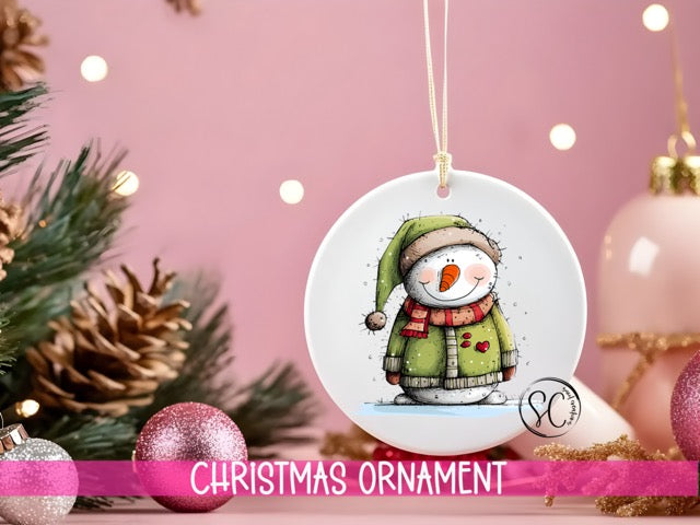 a christmas ornament with a snowman on it