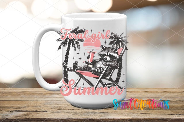a white coffee mug sitting on top of a wooden table