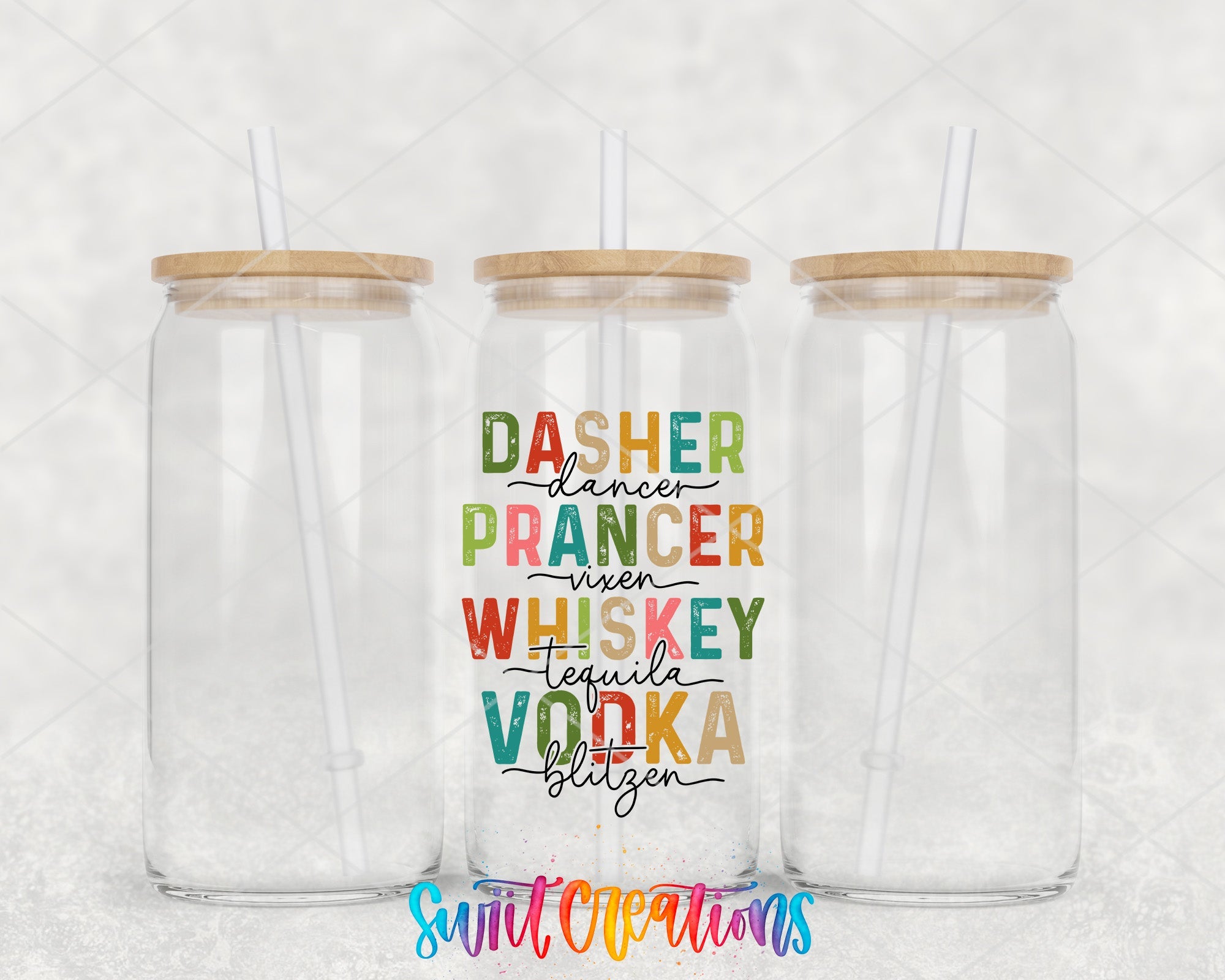two clear tumblers with wooden lids and wooden lids