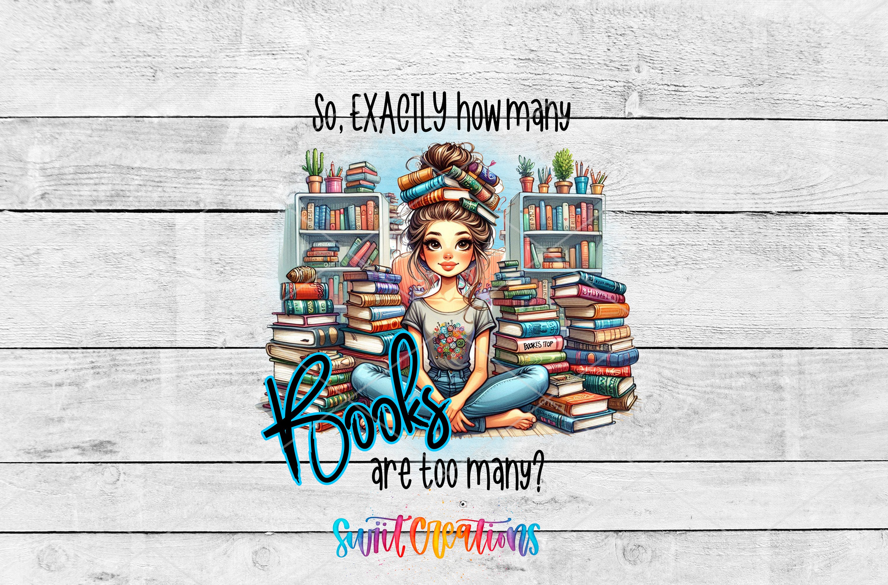 a girl is sitting on a pile of books