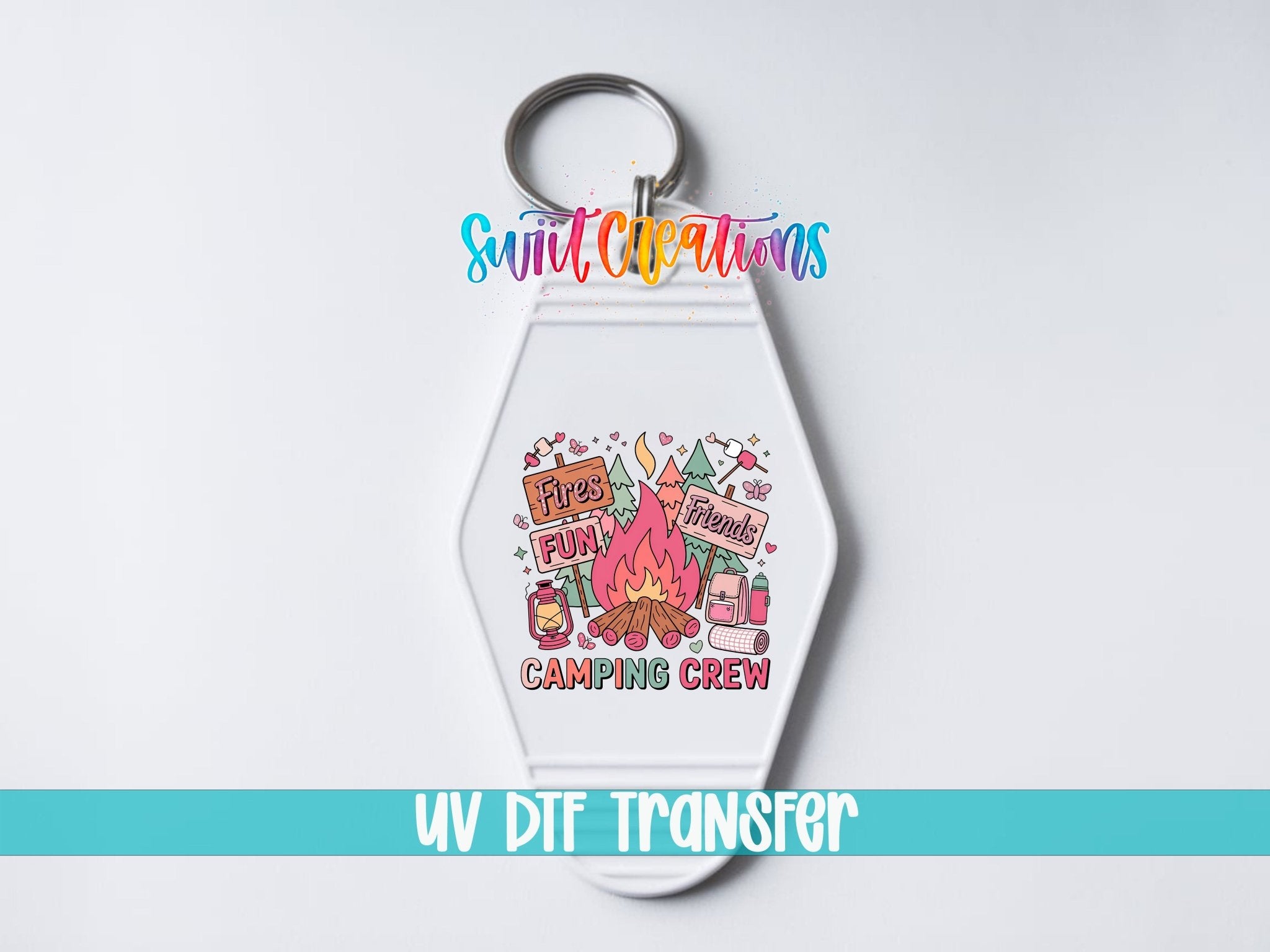 Camping Crew Campfire Wilderness Doodles Motel Keychain UV | MK1998 - Swiit Creations