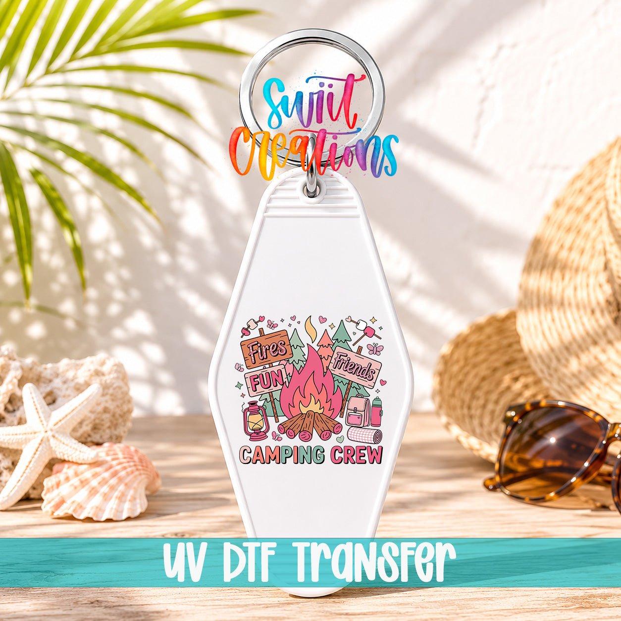 Camping Crew Campfire Wilderness Doodles Motel Keychain UV | MK1998 - Swiit Creations
