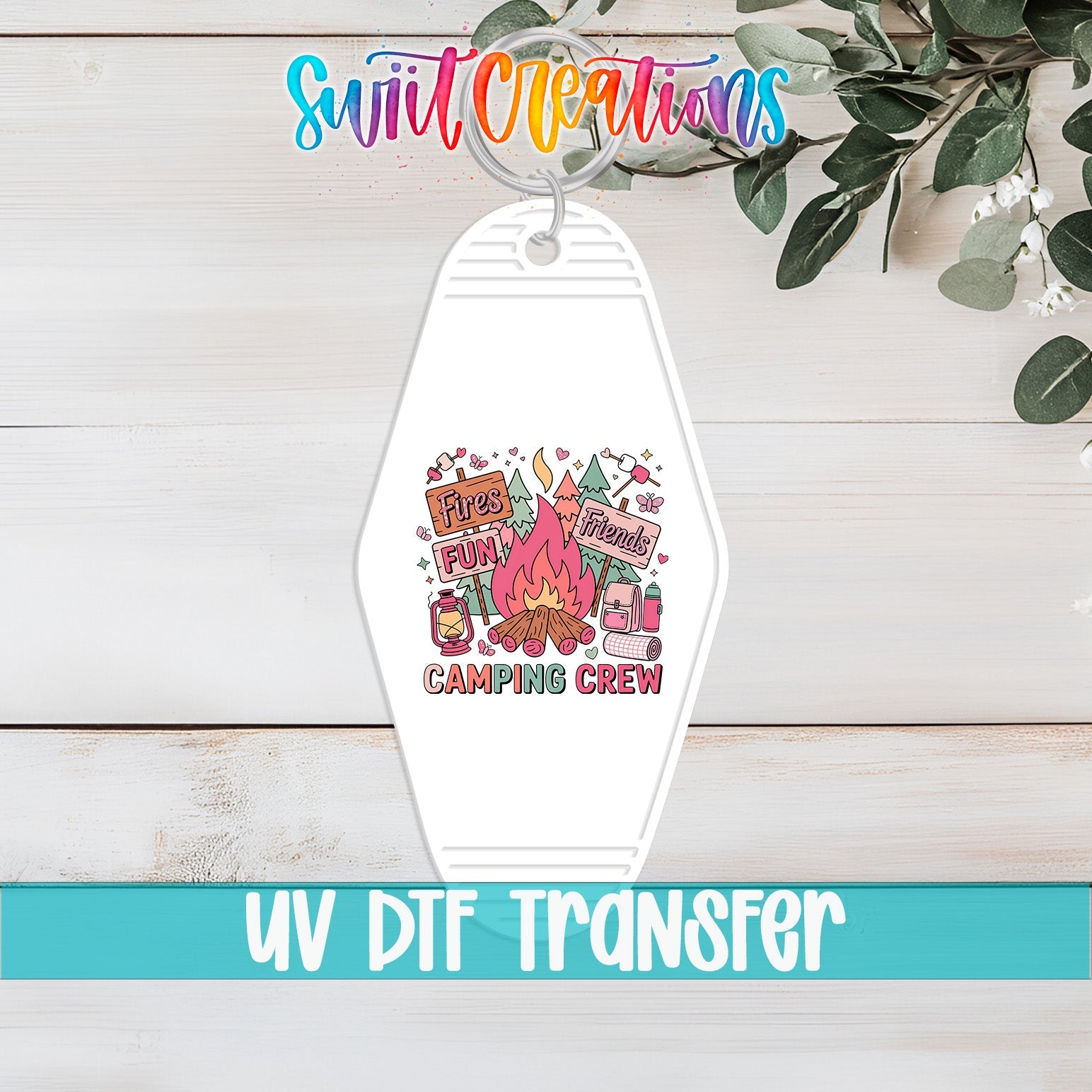 Camping Crew Campfire Wilderness Doodles Motel Keychain UV | MK1998 - Swiit Creations