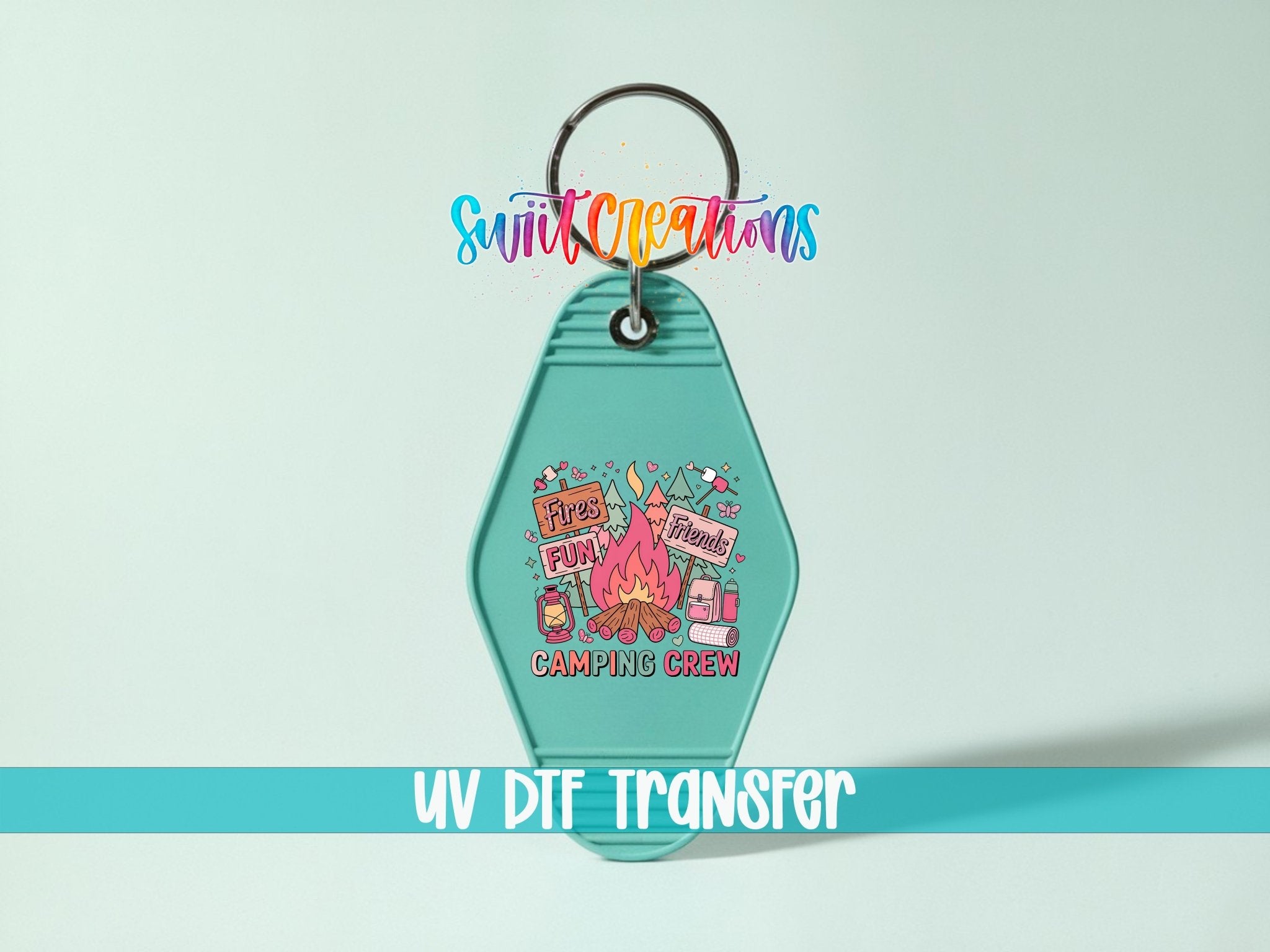 Camping Crew Campfire Wilderness Doodles Motel Keychain UV | MK1998 - Swiit Creations