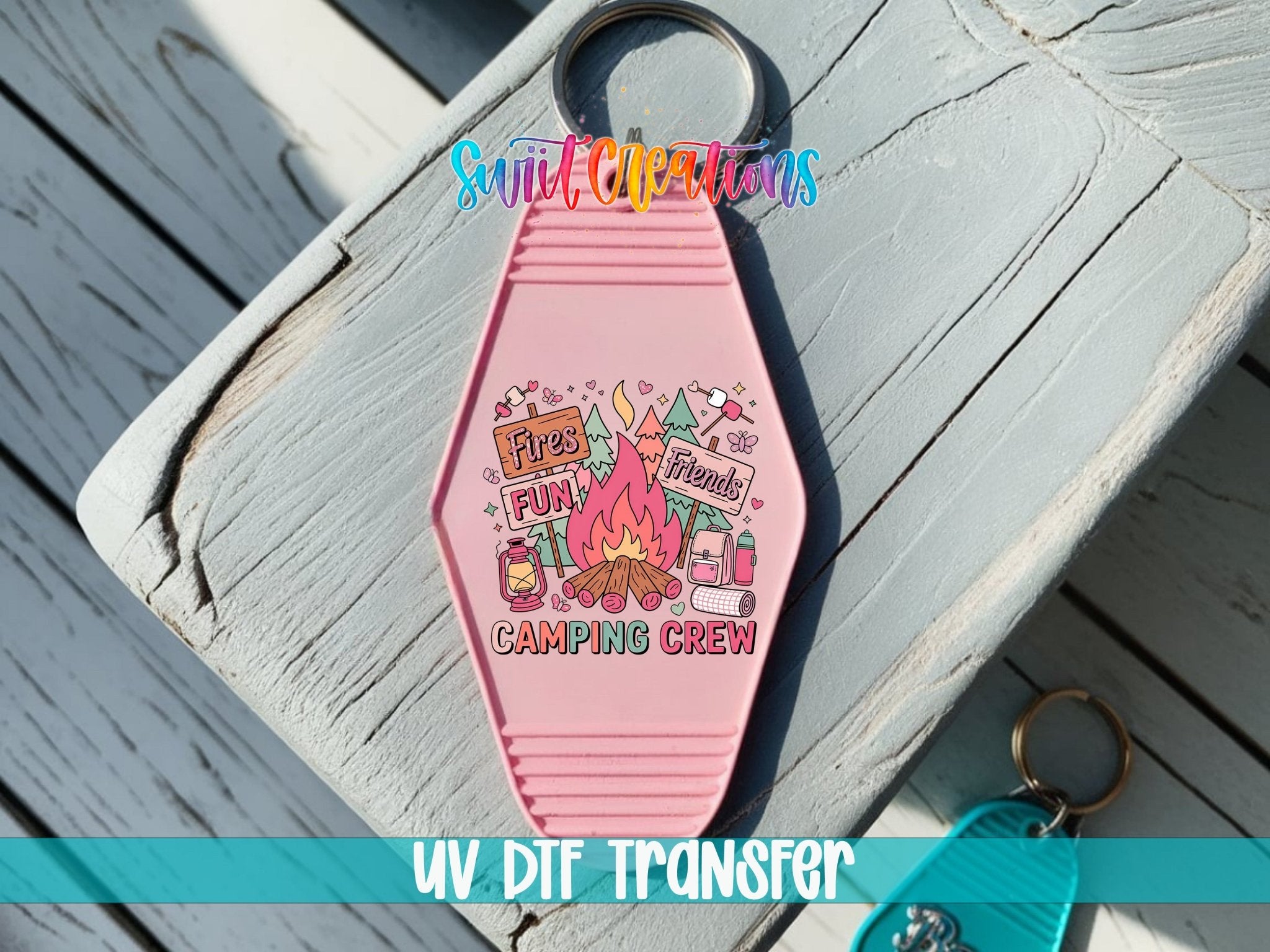 Camping Crew Campfire Wilderness Doodles Motel Keychain UV | MK1998 - Swiit Creations