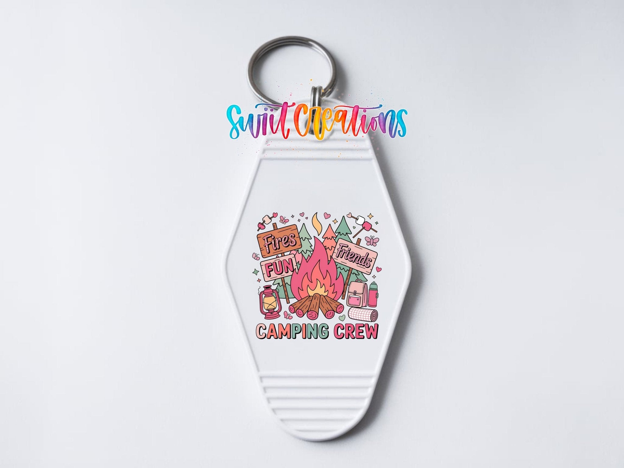 Camping Crew Campfire Wilderness Doodles Motel Keychain UV | MK1998 - Swiit Creations