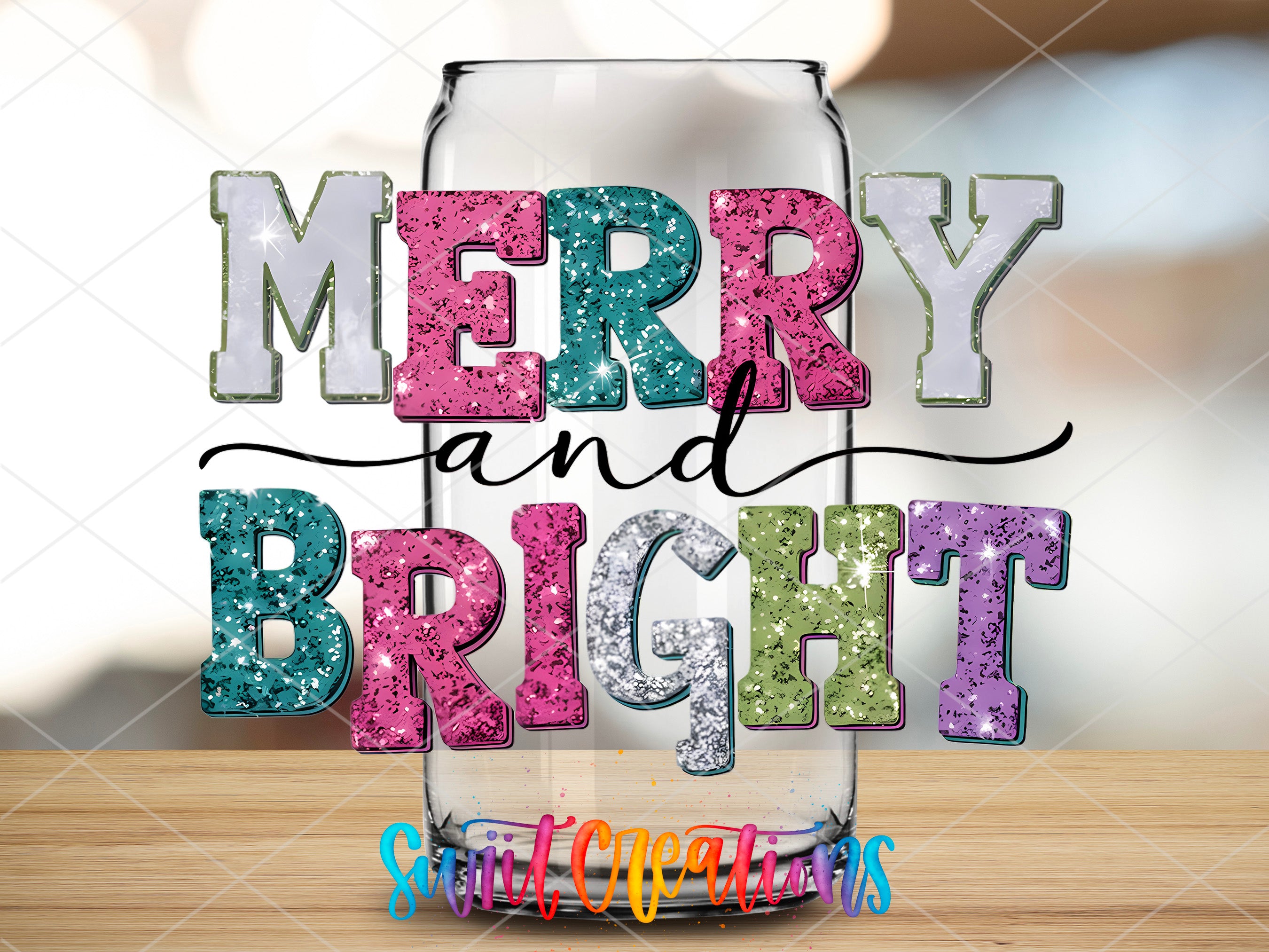 a merry and bright message in a glass jar