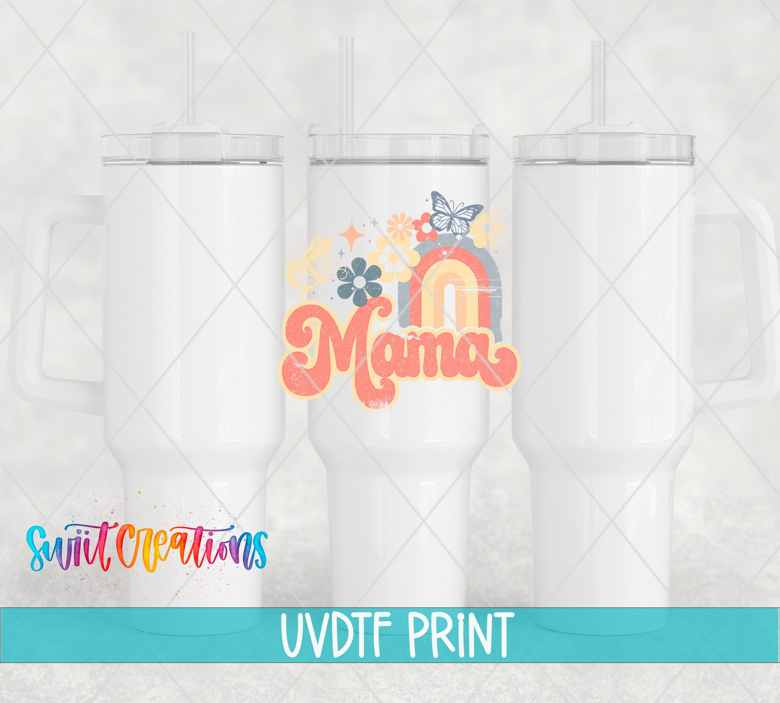 three white tumblers with the words mamas on them