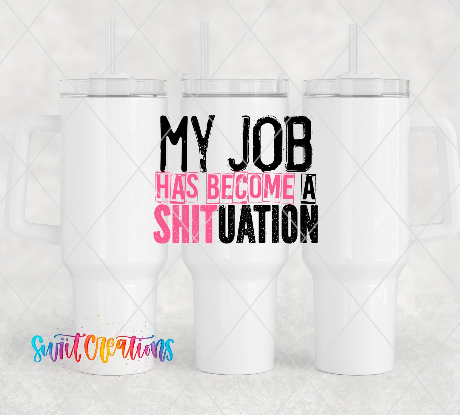a couple of white coffee mugs sitting next to each other