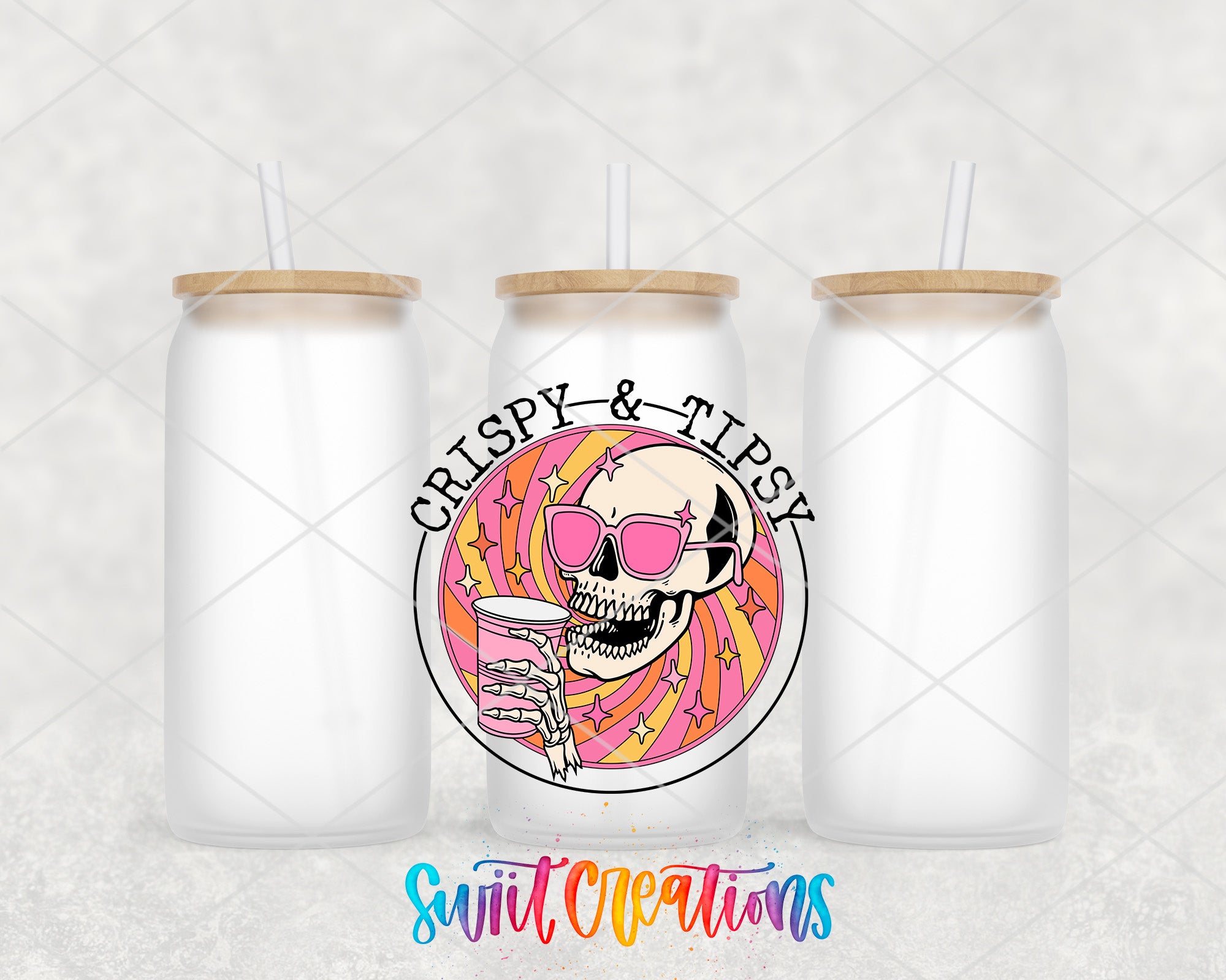 a couple of cups with a skull on them