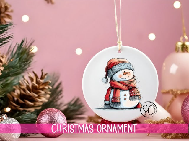 a christmas ornament with a snowman on it