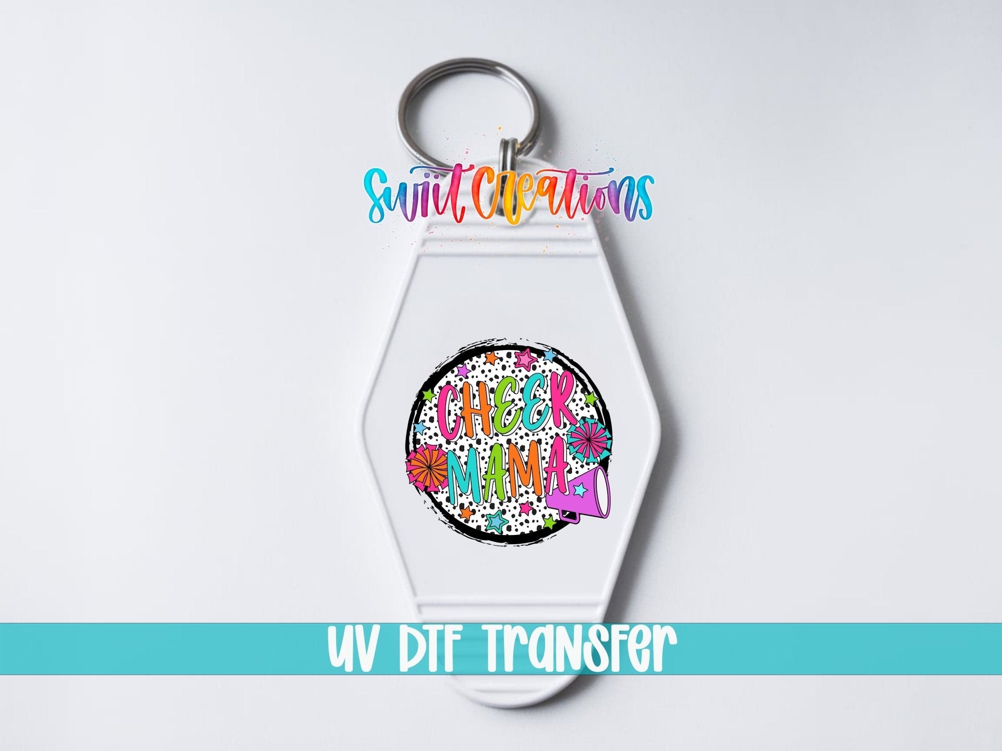 Cheer Mama Motel Keychain UV DTF Transfer | Pom Pom Sports Mom Design | MK1031 - Swiit Creations