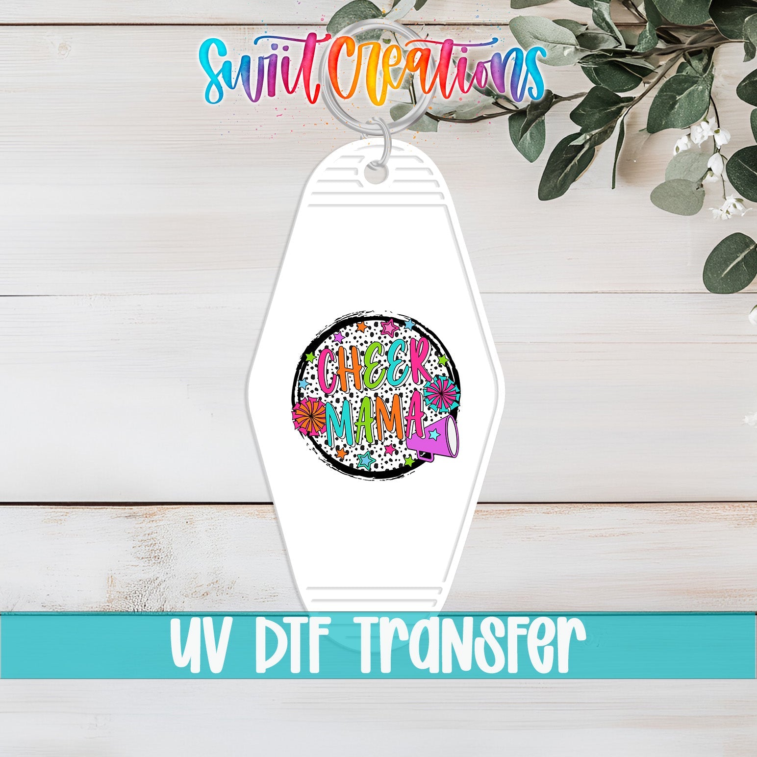 Cheer Mama Motel Keychain UV DTF Transfer | Pom Pom Sports Mom Design | MK1031 - Swiit Creations