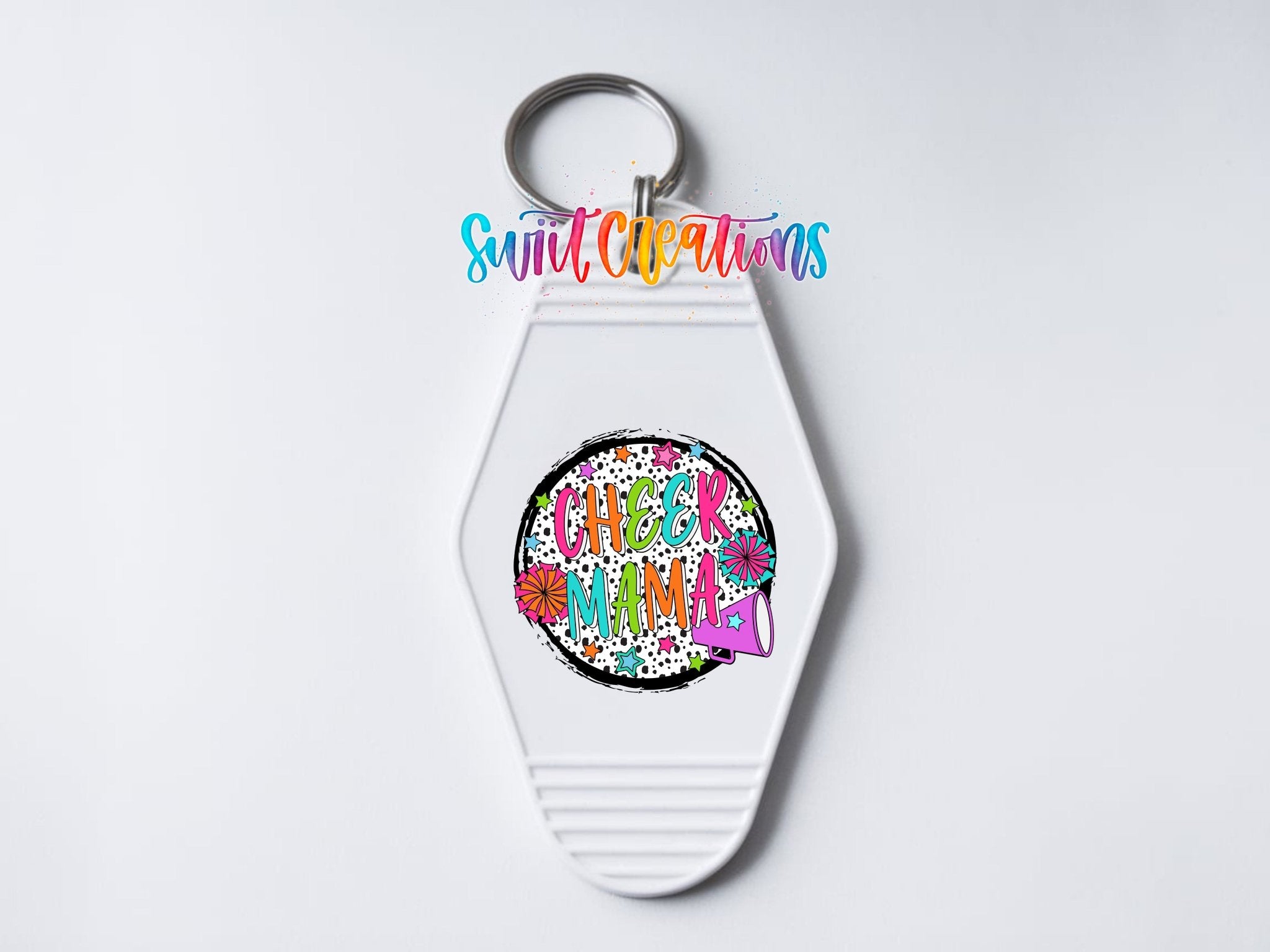 Cheer Mama Motel Keychain UV DTF Transfer | Pom Pom Sports Mom Design | MK1031 - Swiit Creations