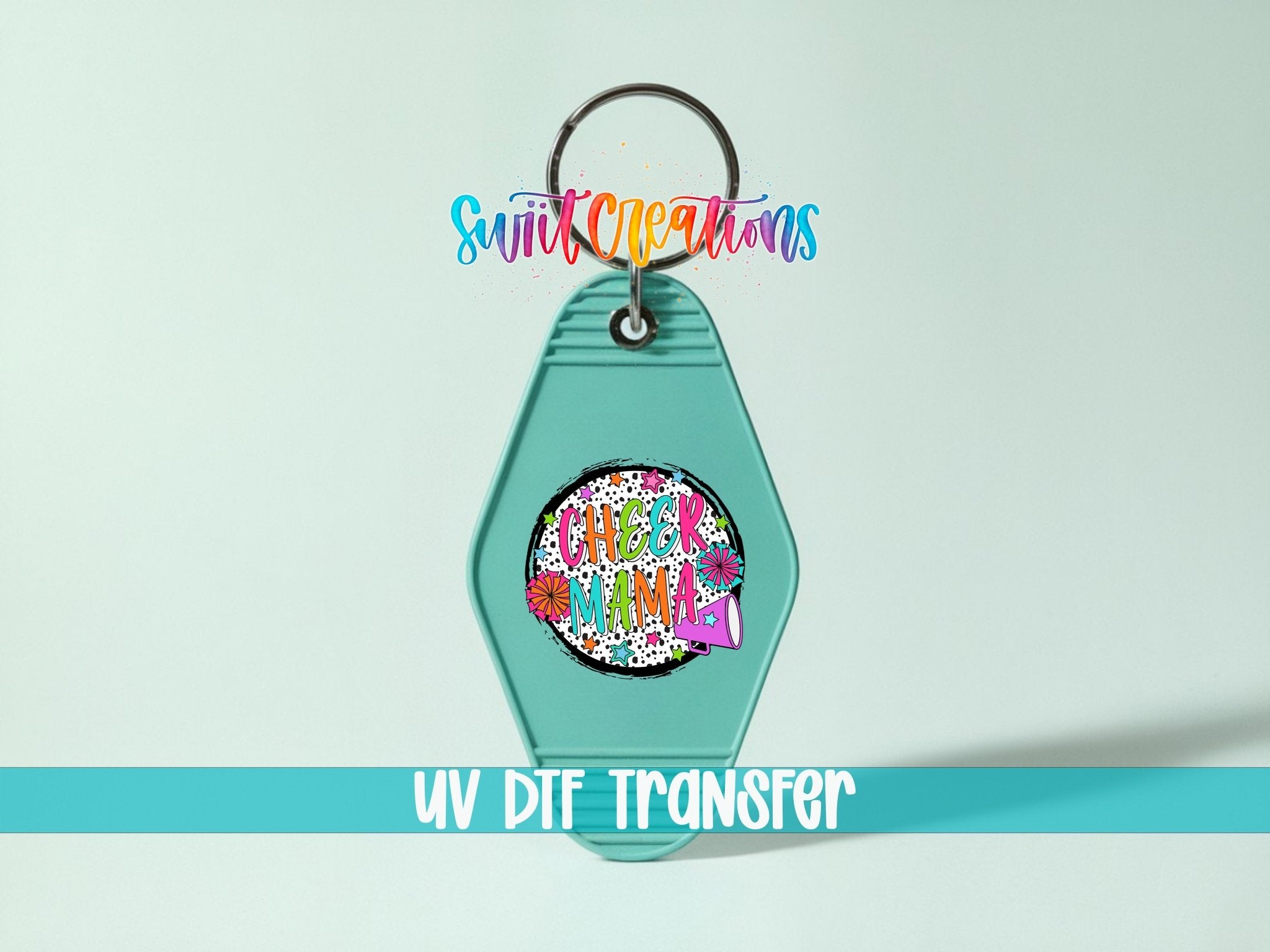Cheer Mama Motel Keychain UV DTF Transfer | Pom Pom Sports Mom Design | MK1031 - Swiit Creations