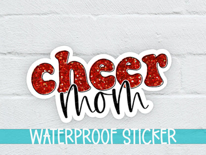 Cheer Mom Red Glitter Sticker SS740 - Swiit Creations