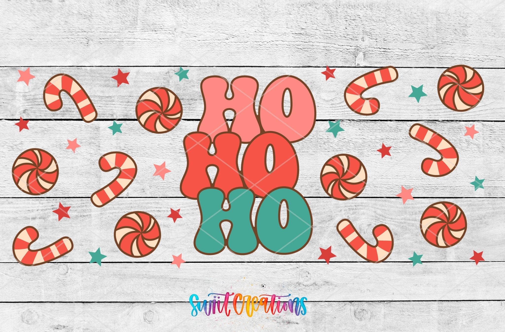 Christmas Candy Cane and Stars UV DTF Wrap | DTF208 - Swiit Creations