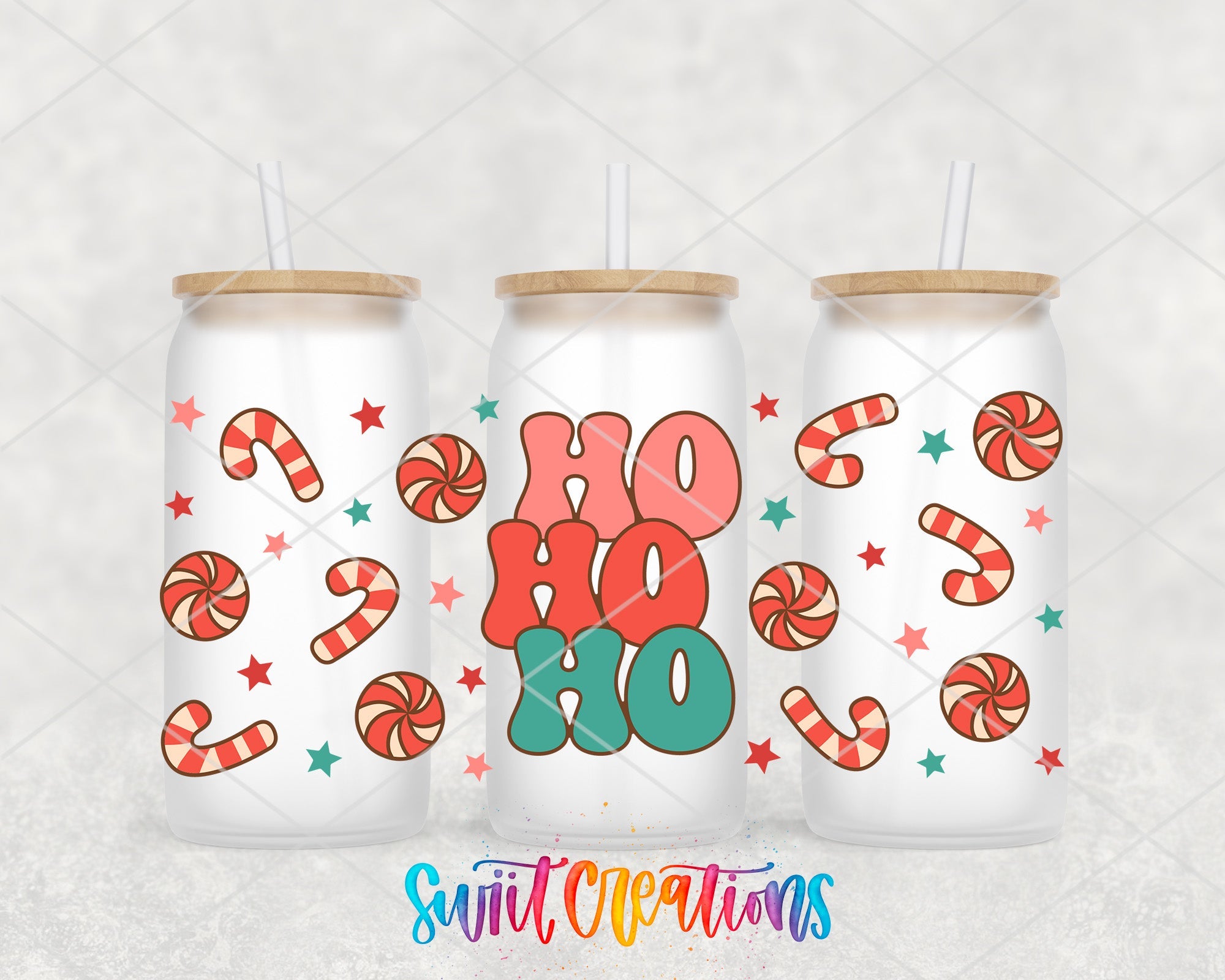 Christmas Candy Cane and Stars UV DTF Wrap | DTF208 - Swiit Creations