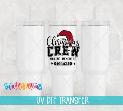 Christmas Crew UV DTF transfer on white 40 oz tumblers