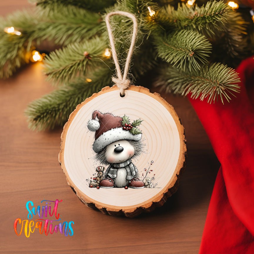 Christmas Hedgehog UV DTF Ornament Transfer | O-1762 - Swiit Creations