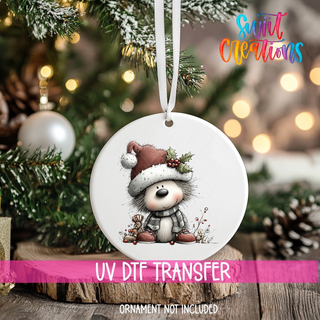 Christmas Hedgehog UV DTF Ornament Transfer | O-1762 - Swiit Creations