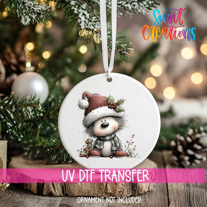 Christmas Hedgehog UV DTF Ornament Transfer | O-1762 - Swiit Creations