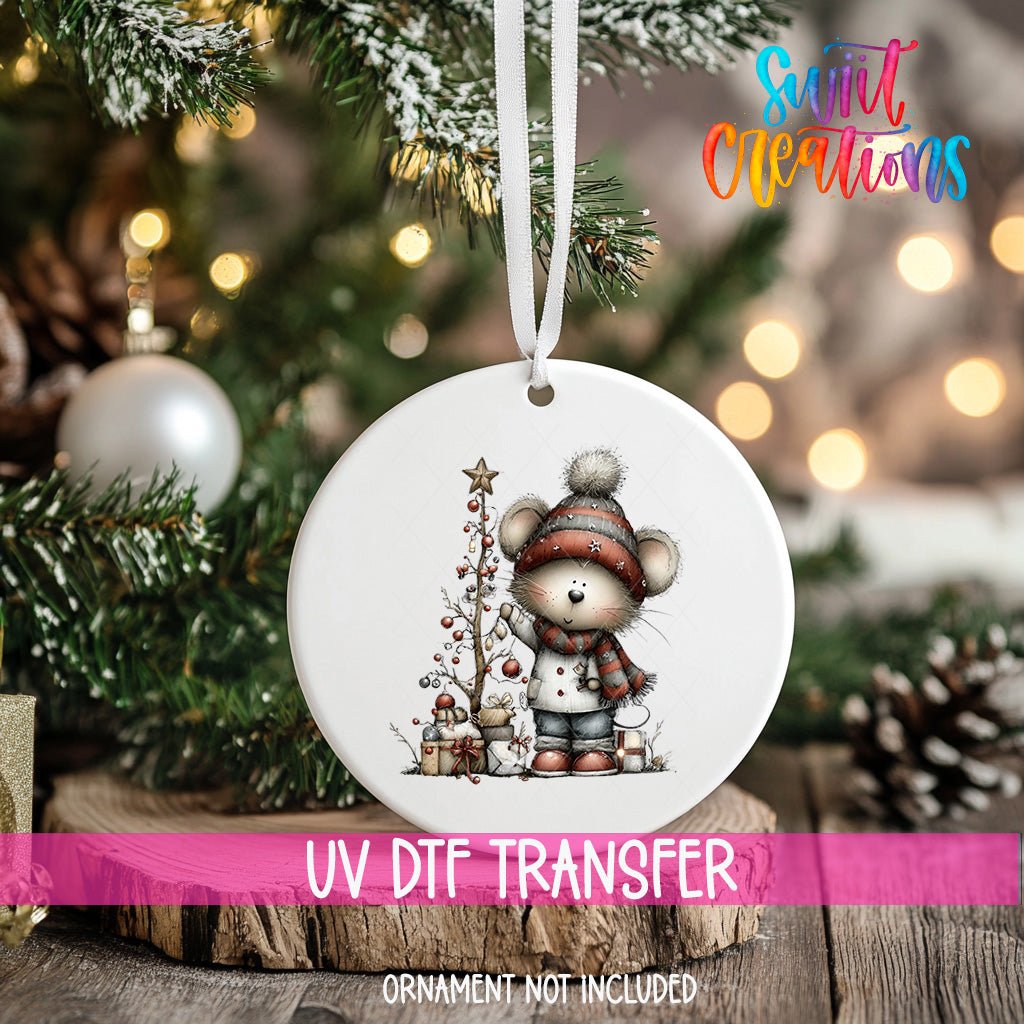 Christmas Mouse UV DTF Ornament Transfer | O-1761 - Swiit Creations