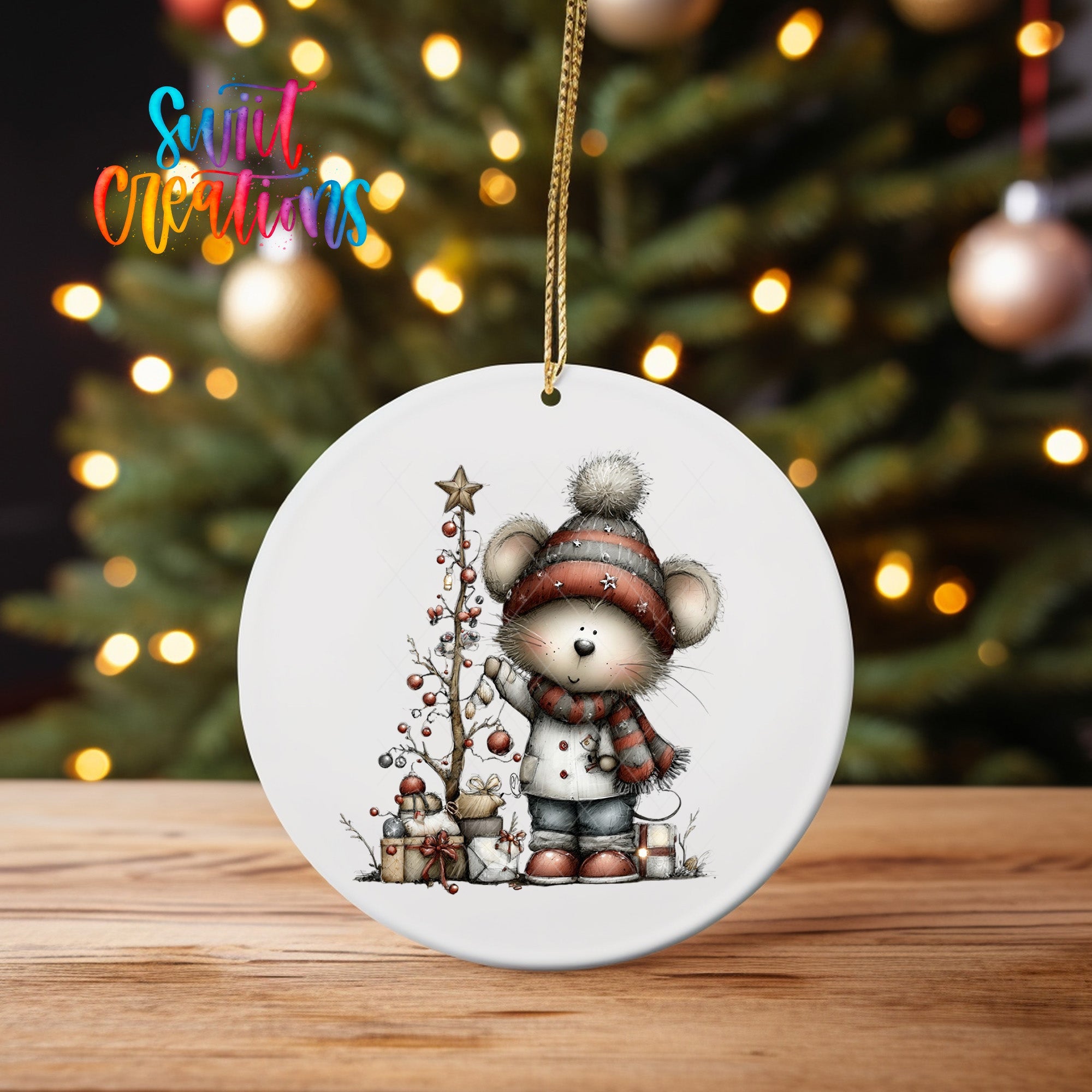 Christmas Mouse UV DTF Ornament Transfer | O-1761 - Swiit Creations