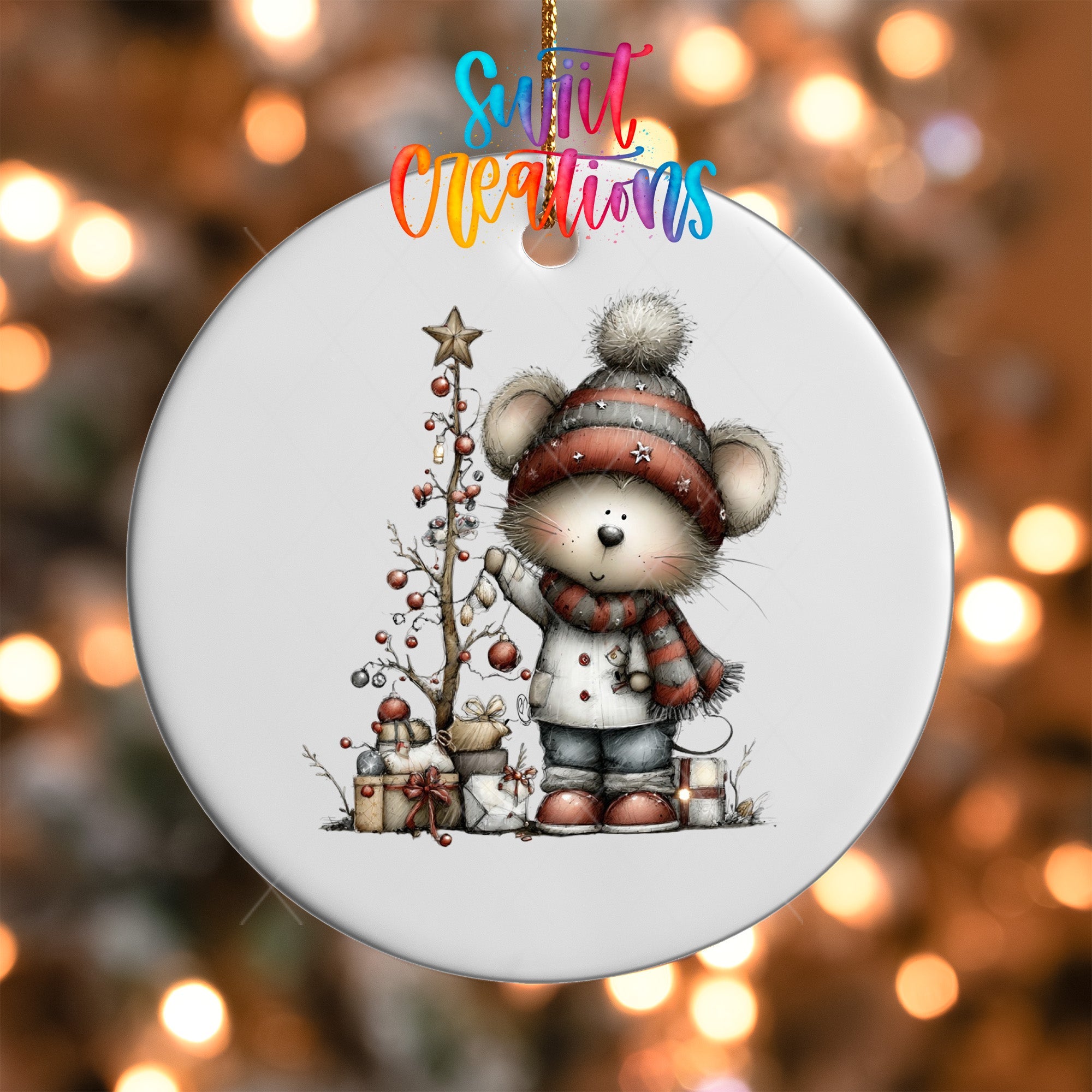 Christmas Mouse UV DTF Ornament Transfer | O-1761 - Swiit Creations