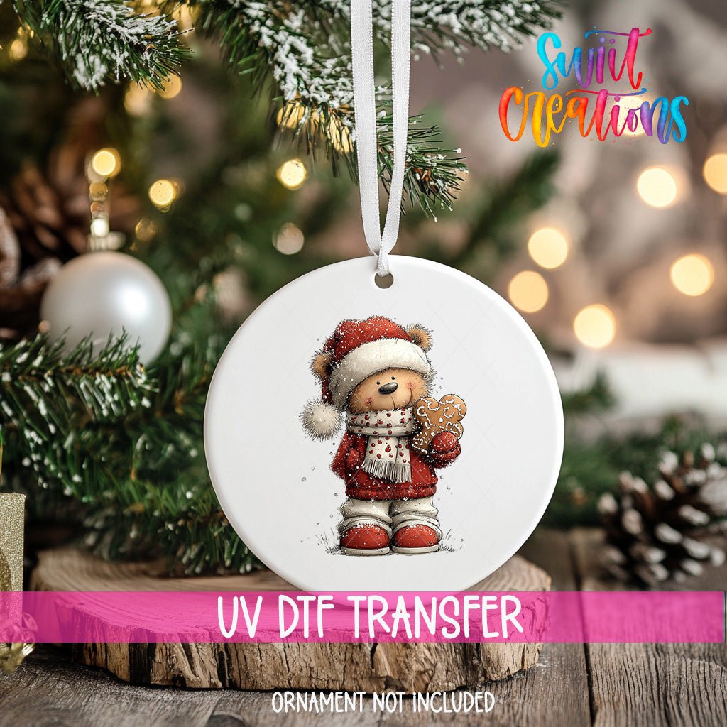 Christmas Santa Teddy Bear UV DTF Ornament Transfer | O-1784 - Swiit Creations