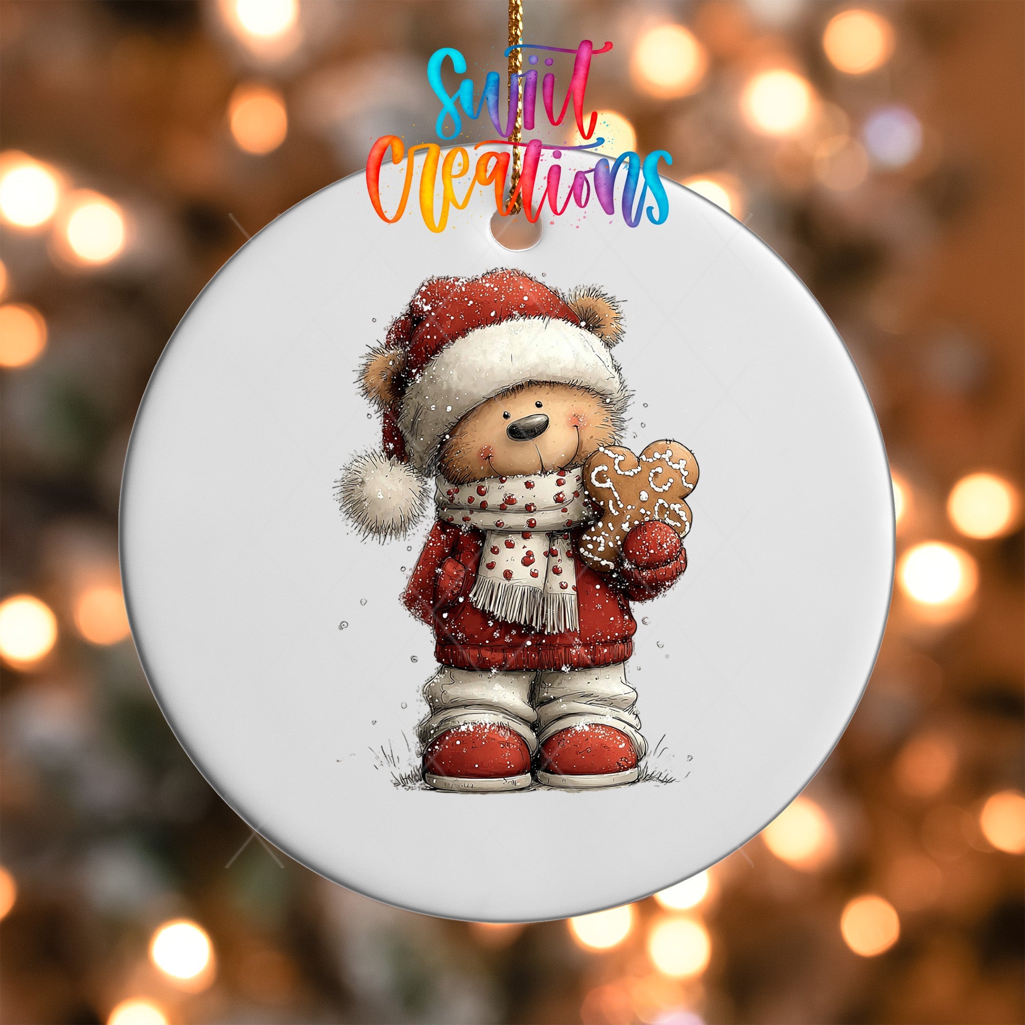 Christmas Santa Teddy Bear UV DTF Ornament Transfer | O-1784 - Swiit Creations