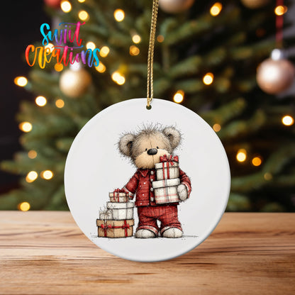 Christmas Teddy Bear UV DTF Ornament Tranansfer | Cute Holiday Bear Transfer | O-1787 - Swiit Creations