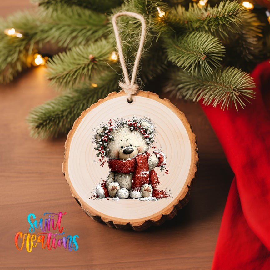 Christmas Teddy Bear UV DTF Ornament Transfer | O-1803 - Swiit Creations