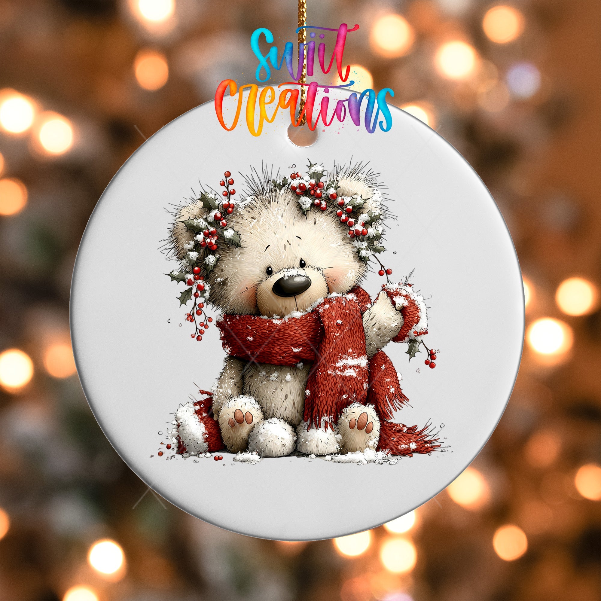 Christmas Teddy Bear UV DTF Ornament Transfer | O-1803 - Swiit Creations