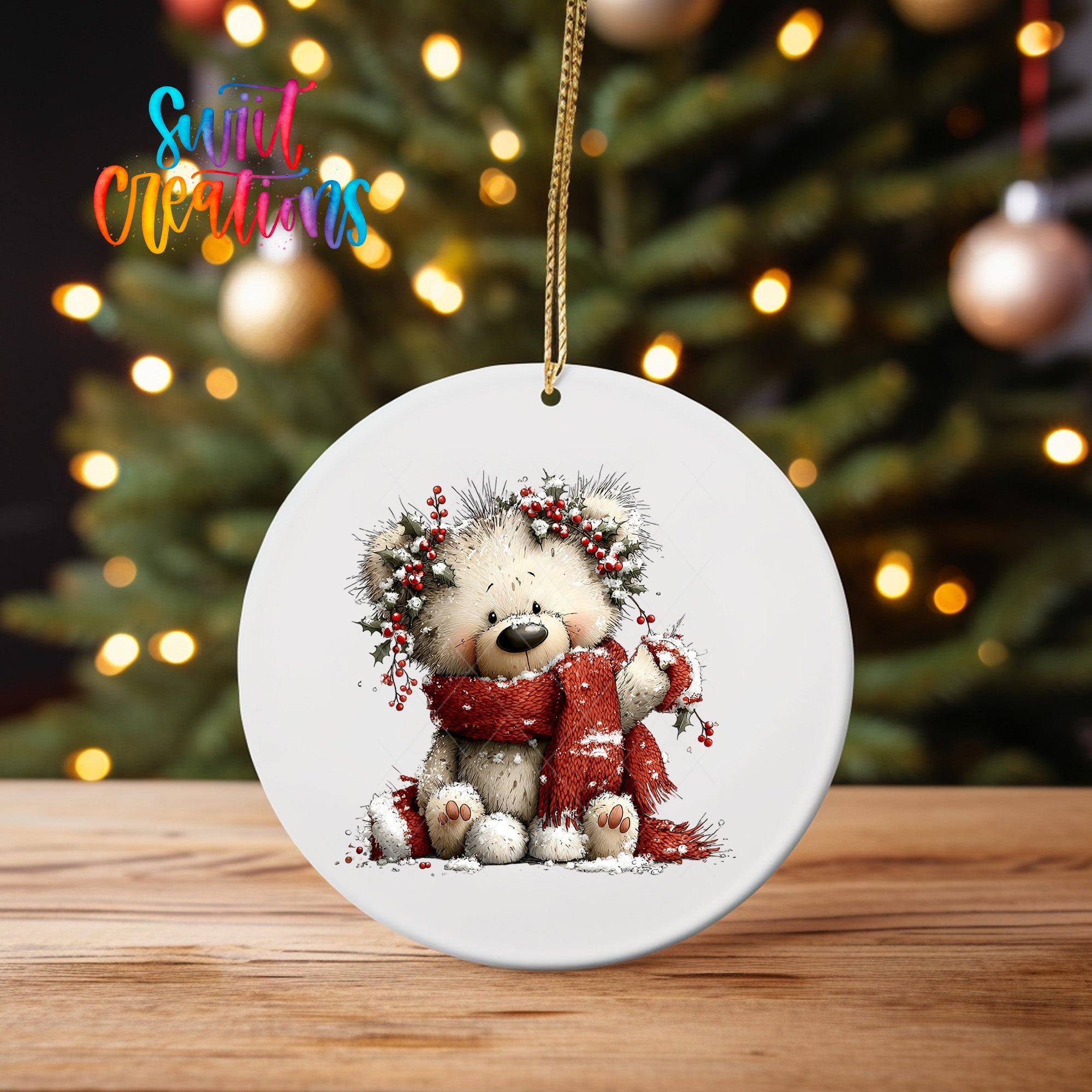 Christmas Teddy Bear UV DTF Ornament Transfer | O-1803 - Swiit Creations