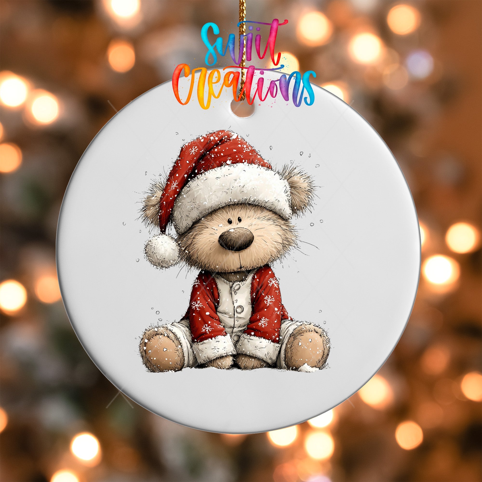 Christmas Teddy Bear UV DTF Ornament Transfer | O-1805 - Swiit Creations