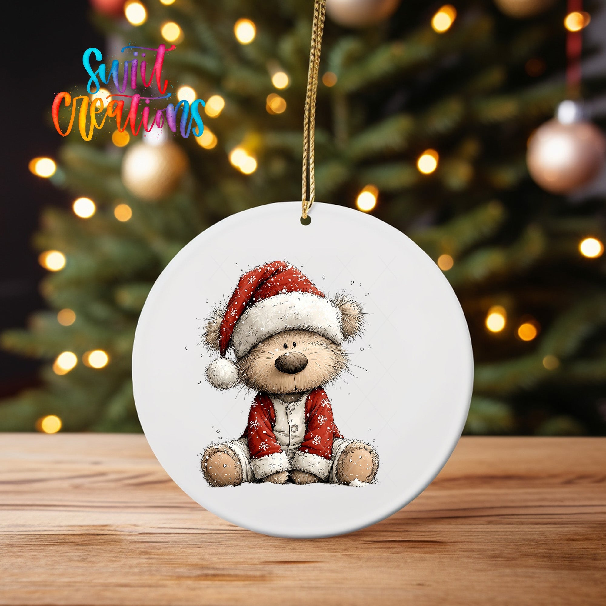 Christmas Teddy Bear UV DTF Ornament Transfer | O-1805 - Swiit Creations