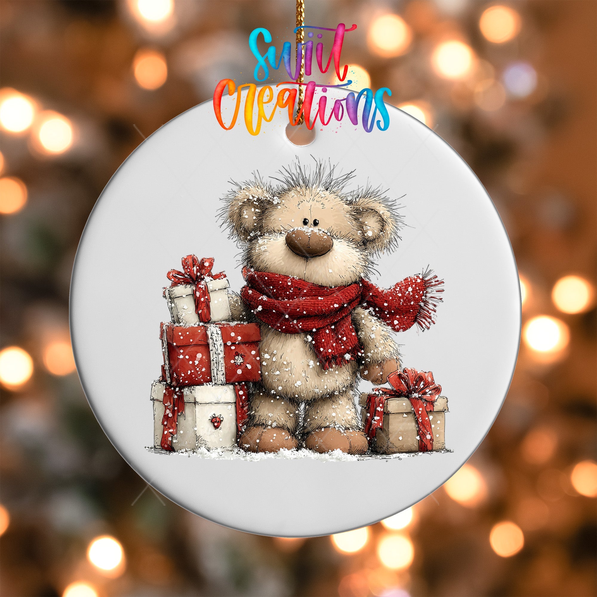 Christmas Teddy Bear with Gifts UV DTF Ornament Transfer | O-1783 - Swiit Creations