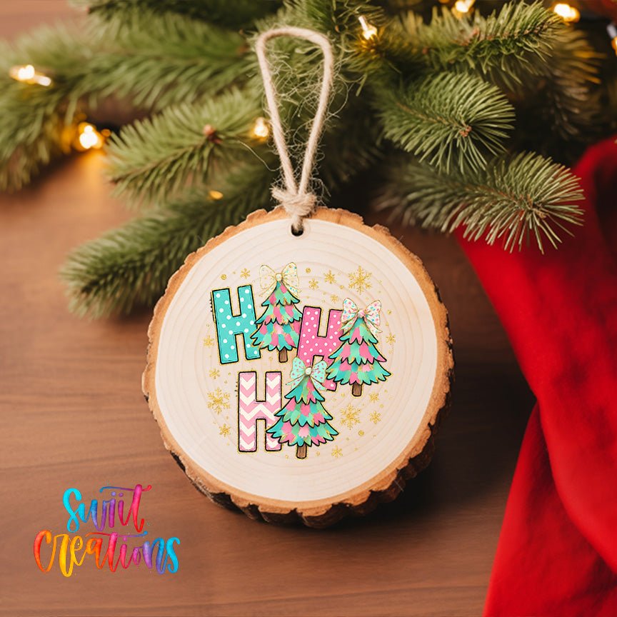 Christmas UV DTF Ornament Transfer | Colorful Trees & Glitter Bows | O-1730 - Swiit Creations