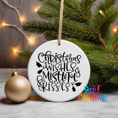 Christmas Wishes Mistletoe Kisses UV DTF Ornament Transfer | Holiday Script Transfer | O-1608 - Swiit Creations