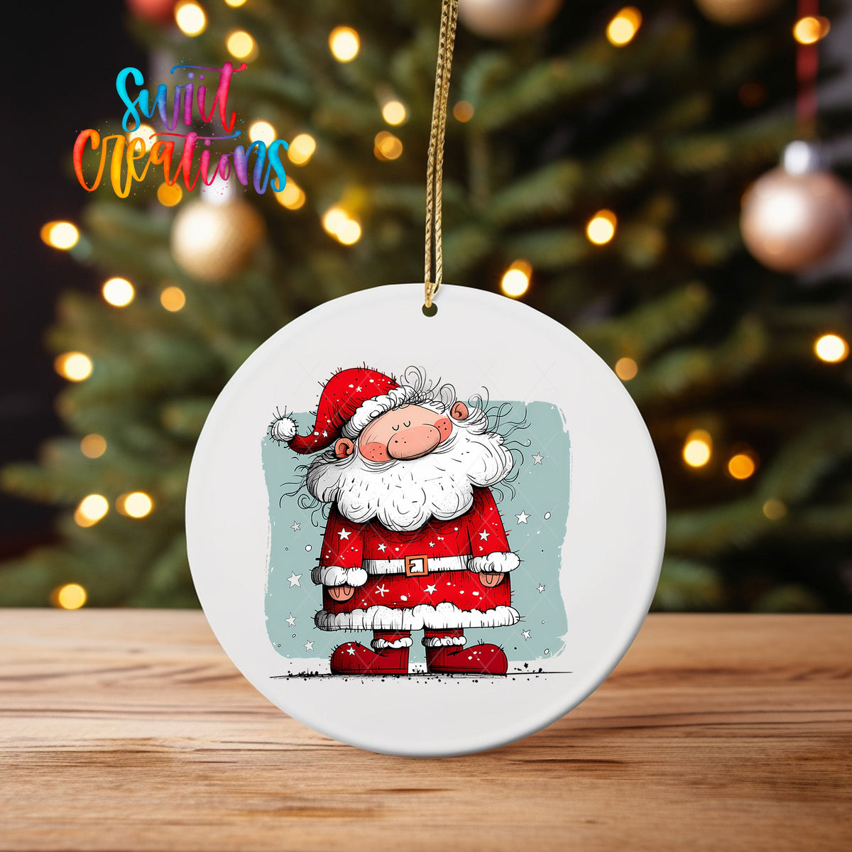 Chubby Santa Ornament UV DTF Decal | O-1331 - Swiit Creations