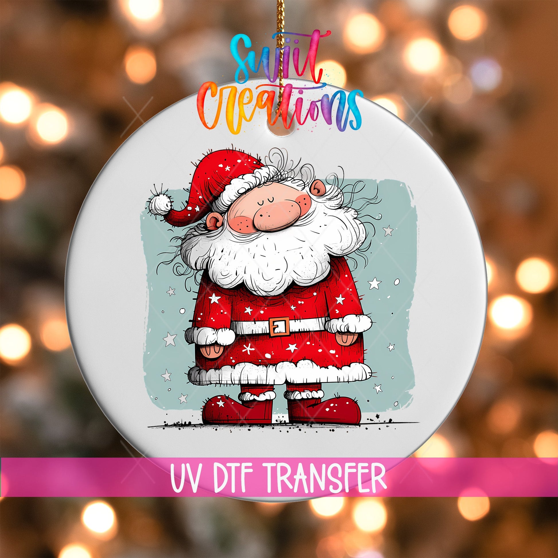 Chubby Santa Ornament UV DTF Decal | O-1331 - Swiit Creations